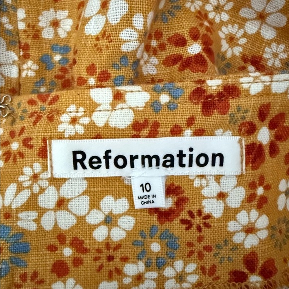 Reformation Taylor Linen Skirt Flora Junie Size 10 - Picture 12 of 15